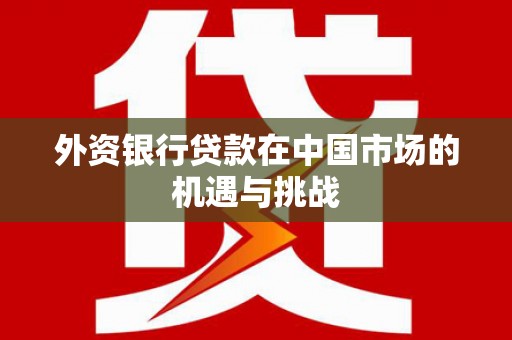 剑阁外资银行贷款在中国市场的机遇与挑战