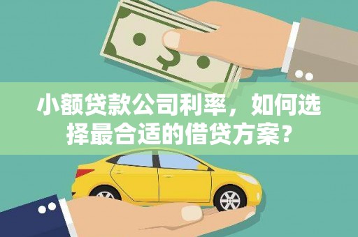 姑苏小额贷款公司利率，如何选择最合适的借贷方案？
